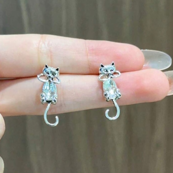 ❤️FREE Cat Kitten Drop Hipster Hippie Art Artsy Modern Classy Chic Drop Earrings - Picture 3 of 3